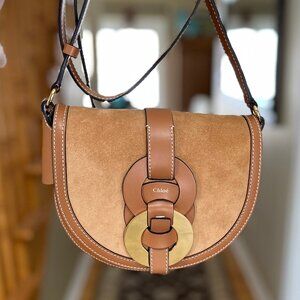 Chloe Darryl Small Saddle Crossbody Bag - Leather/Suede - Authentic